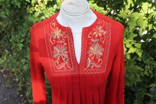 VTG Orange Maxi Gown with Embroidered Bodice - Long Sleeves, 1970s Boho Style