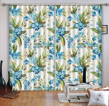 3D Blue Petals Leaves ZHUA2436 Photo Curtain Window Blockout Fabric Amy 2023