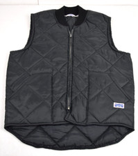 Vintage Vest Big Smith Size M/L 60s Black Diamond Quilt Varsity Collar Zip Close