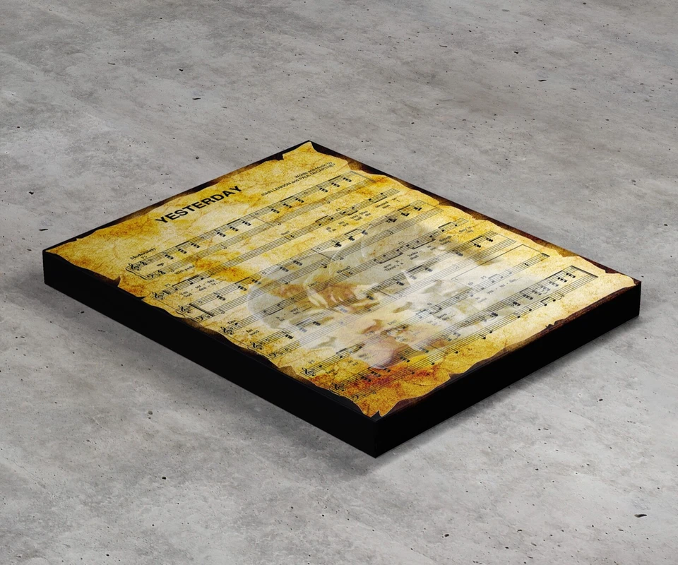 The Beatles Yesterday Sheet Music Art Print on Aged Background, Music Wall Art - Image 3 of 4