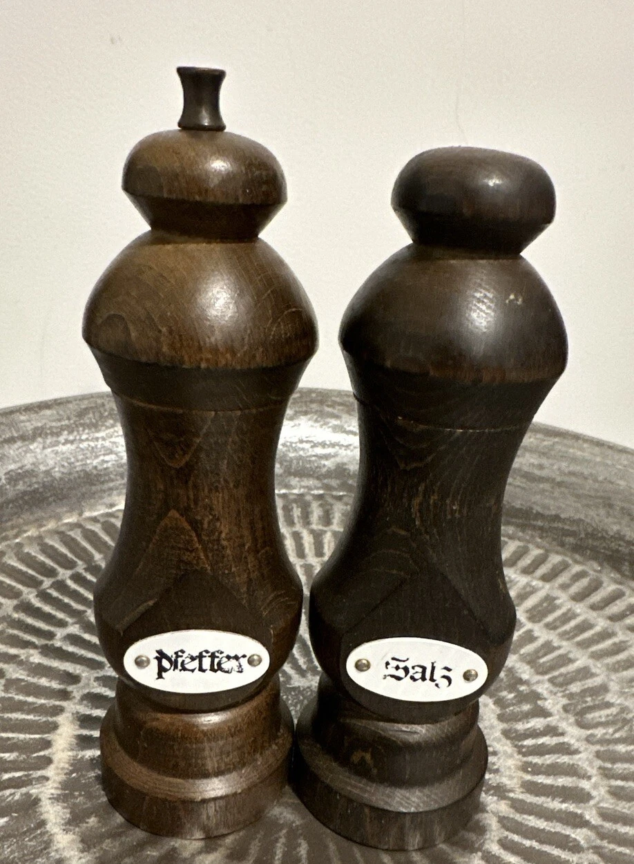 Vintage ZASSENHAUS Salt Pepper Grinder Wood (SALZ / PFEFFER) Germany 7 Inch