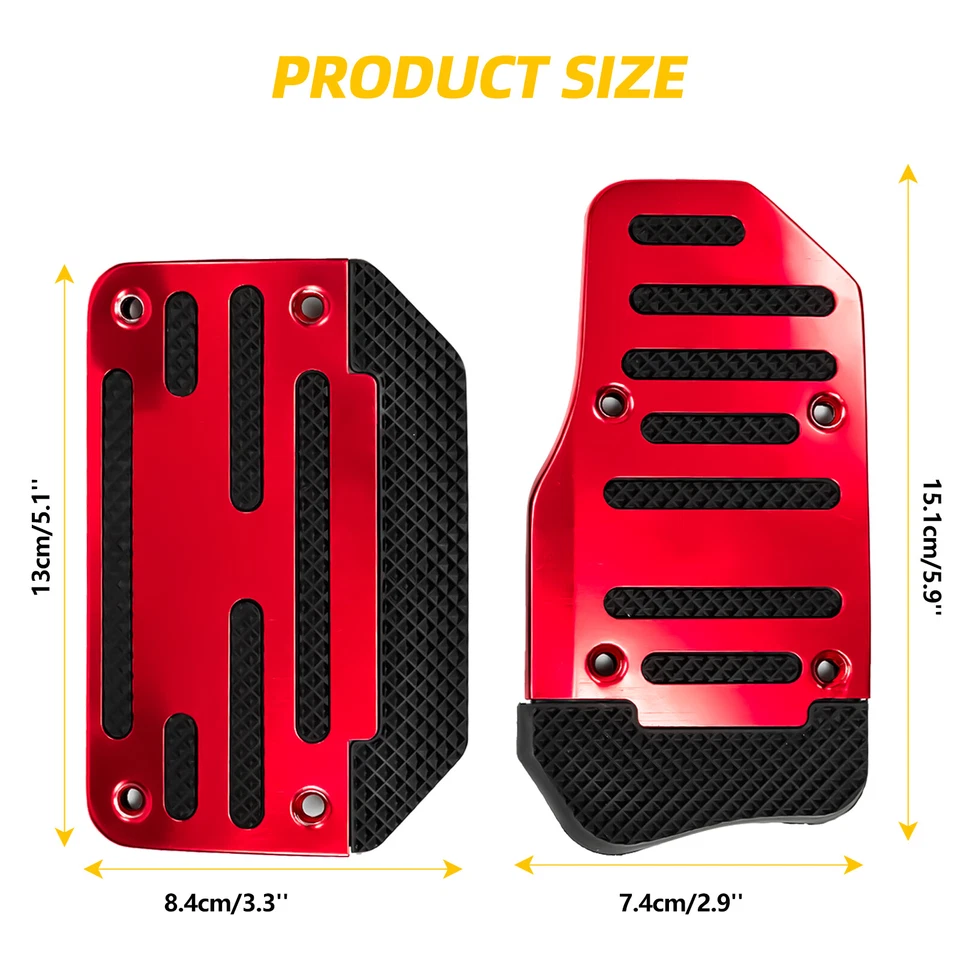 Red Universal Non-Slip Automatic Gas Brake Foot Pedal Pad Cover Kit Accessories Foto 2 de 4