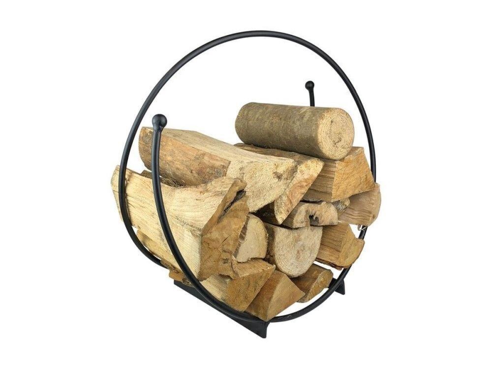 Log Holder 44 cm Hoop Spiral Design Powder Coated Solid Steel Garden Pride