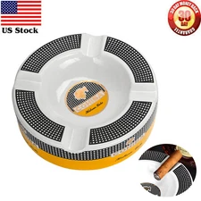 Big Ceramic Cigar Ashtray 4 Cigars Holder Ash Round Gift White Home White Box