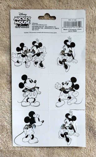 Disney MICKEY MOUSE & FRIENDS Mini-Button 6 PK Set MINNIE MOUSE New on Card Pins - Picture 8 of 8