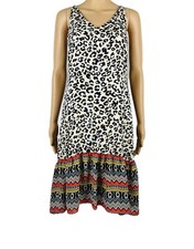 CAbi 5115 Safari Leopard Print Ruffle Slip Dress Size XS Animal Print Boho Lined