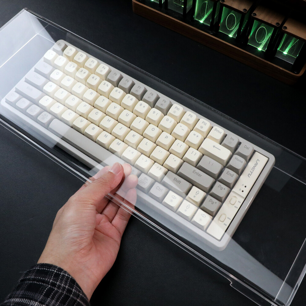 Screen Keyboard Dust Cover with Monitor Stand for Office Turntable Use