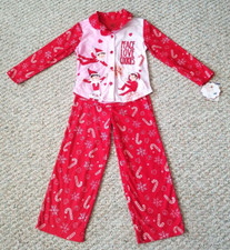 Elf on a Shelf Girls' 2-Piece Long Flannel Button Up Pajamas Girls Size 4