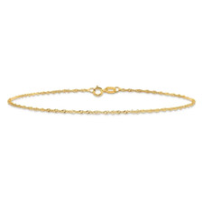 Solid 10K Yellow Gold 1.1mm Singapore Chain A...
