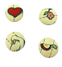 Vintage Button Covers Round 16mm Multi Color ...