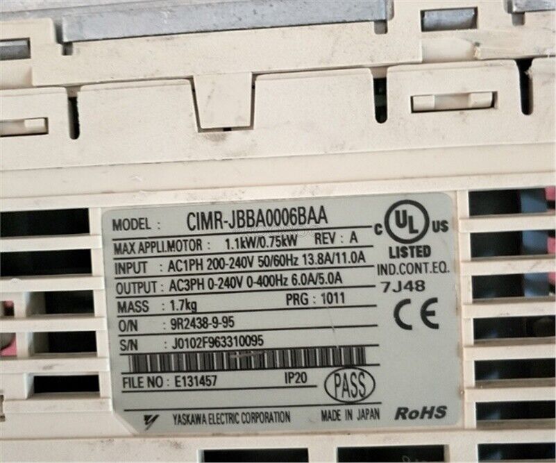 1Pcs Yaskawa J1000 CIMR-JBBA0006BAA 200-240V 0.75KW Used tb 1Pcs Yaskawa J1000 CIMR-JBBA0006BAA 200-240V 0.75KW Used tb