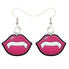 Vampire Teeth Earrings Handmade Hypoallergenic Silver Plated Fishhooks