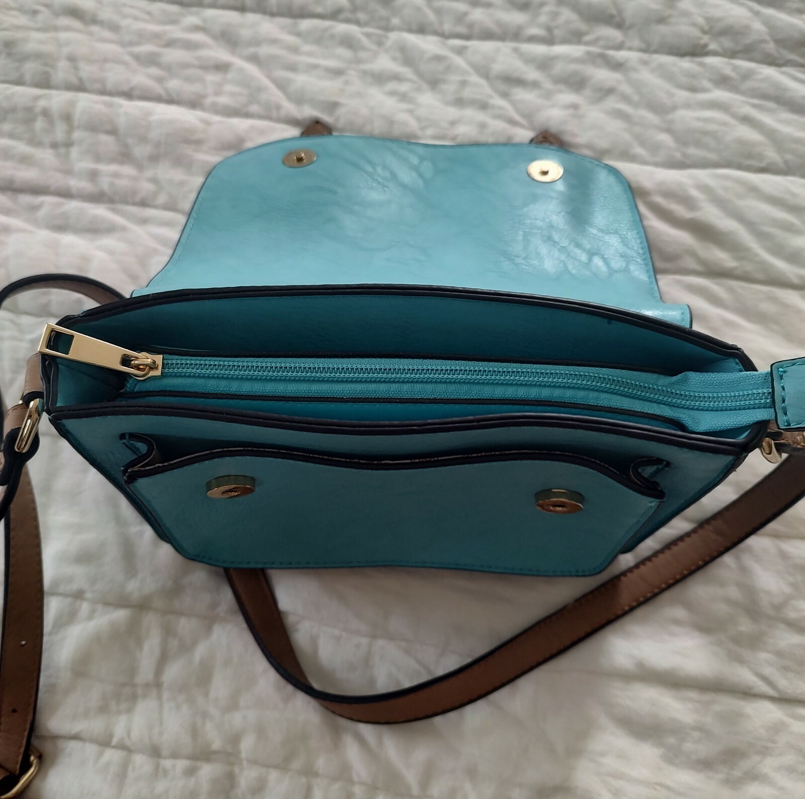 Simply Noelle Purse Crossbody Teal Brown Gem