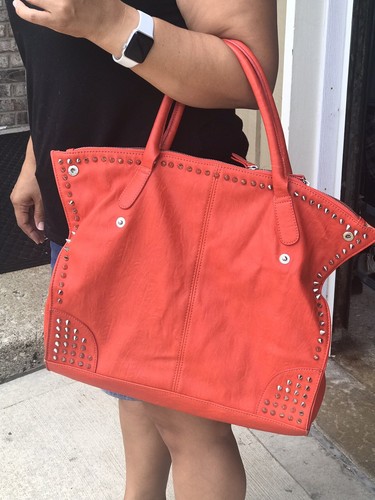 MELIE BIANCO DESIGNER SHOULDER PURSE - VEGAN LEATHER STUDDED - Picture 2 of 11
