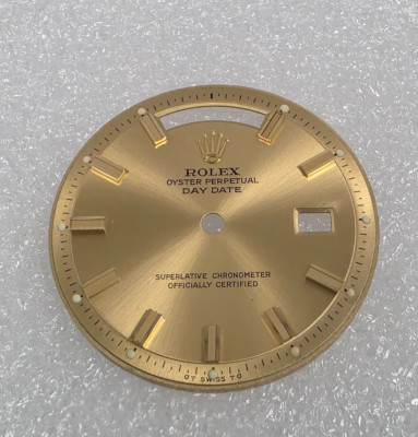 Factory Genuine Rolex Dial, Day Date Model 1803 champagne Gold Index.