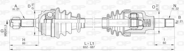 Cardan gauche Peugeot 207 1.4 16V transmission avant SW