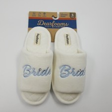 BRIDE Dearfoams Memory Foam Slippers Size S 5-6 Rhinestone Cozy Comfort NEW