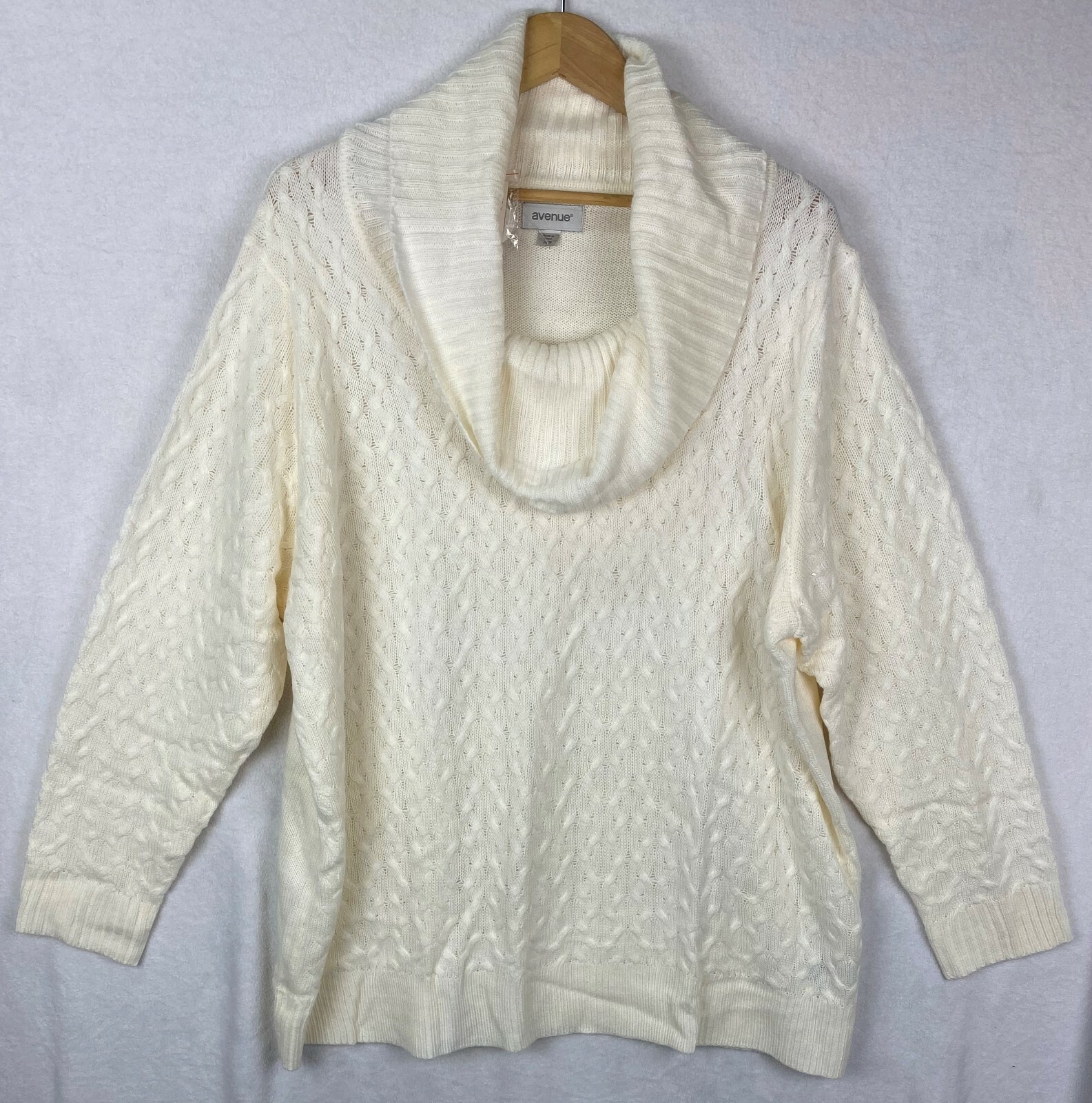 Avenue Plus Size 26/28 Cowl Neck Sweater Cream NWT MSRP $48 #21L | eBay