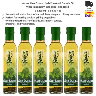 Venus Plus Green Herb Flavored Canola Oil with Rosemary, Oregano, Basil 250ml x6