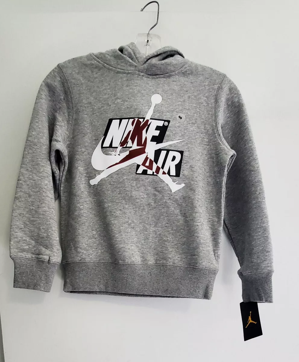 Nike Air Jordan Big Boys Jumpman Classics Logo Hoodie Gray Multi Sz S - NWT