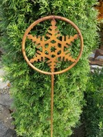 Edelrost Gartenstecker Schneeflocke Mika, DüNn Beet Topfstecker Garten Metall