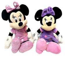 Just Play Disney Plush Minnie Mouse Lot of 2 Purple and Pink 10 inches Tall