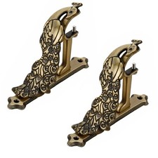 Zinc Antique Brass Curtain Brackets Holder for Door & Window 1 Inch Rod  2 PCS