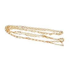 Antique Victorian Long Chain Opal & Rock Crystal Beads 14k Pink Gold