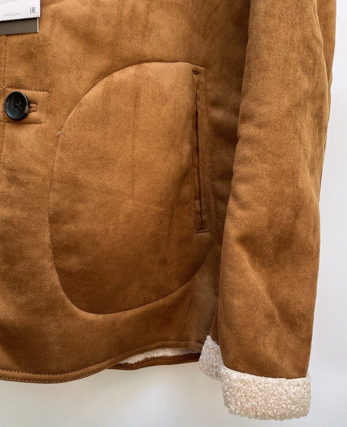 Zara Mens Tan Borg Jacket Coat Jacket Size XXL Ref 4341 404 RRP £99 image 7