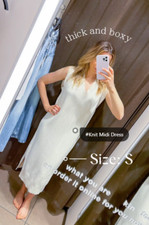 NEW ZARA WOMAN BEIGE TEXTURED KNIT MIDI DRESS SLEEVELESS RELAXED SIZE M Y717