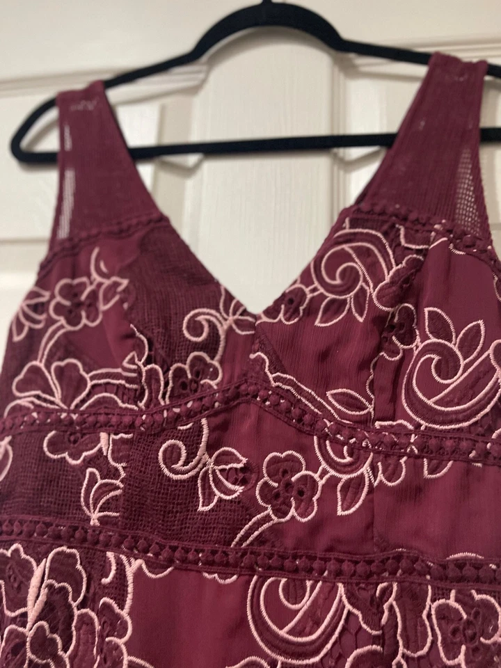 Anthropologie Moulinette Soeurs Ariana Lace Column Sheath Dress Wine Size 6 NWOT - Image 3 of 4