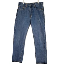 Levi's 505 Men's Jeans 32 X 34 Blue Denim Stretch Mid-Rise Straight Leg M1446