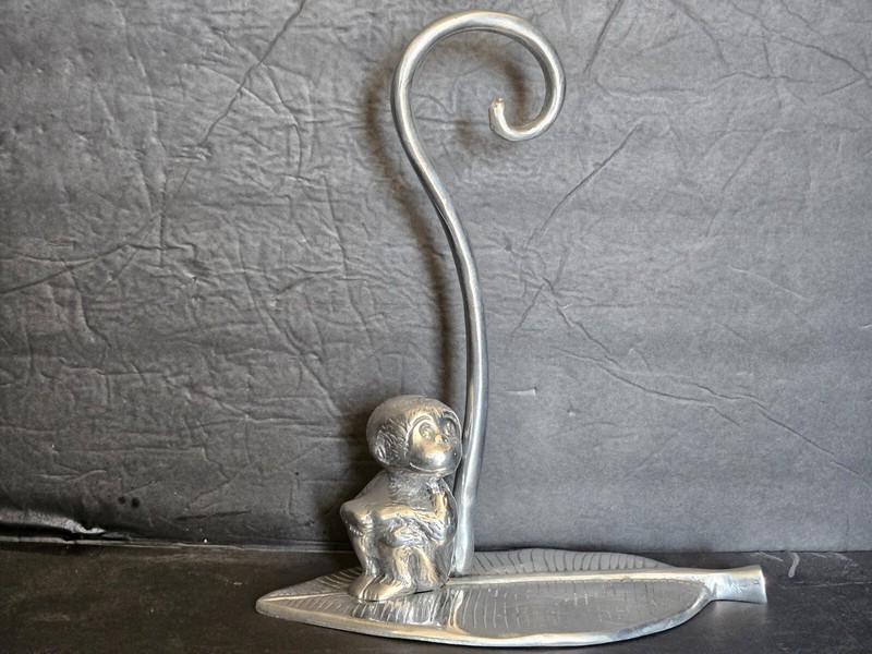 Pewter Banana Tree Monkey Fruit Holder