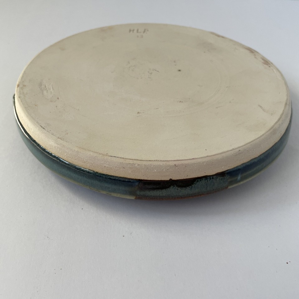 Studio PotterySIGNEDHand Thrown Teal/Blue Chip Dip /Veggie Tray