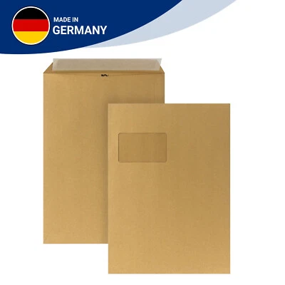 POSTHORN 250x Versandtaschen C4 mit Fenster Versandtasche A4 Haftklebend 90g/qm Braun