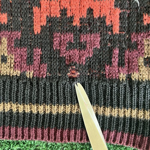 VTG 90s Generra Heavyweight Sweater Geometric Burgundy Baggy Small Grandpa Coogi - Picture 4 of 14