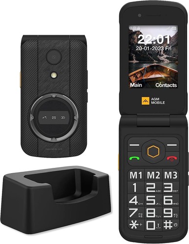 AGM M8 Flip Security 4G Rugged Flip Phone Large Button Large Icon Secure Data - Afbeelding 1 van 13