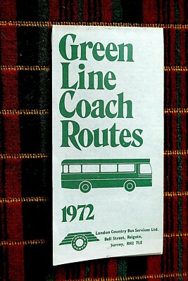 Green Line Reisebus Streckenkarte 1972. 372/LC 1098S/1000 London Country Bus Services