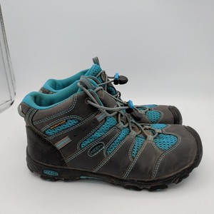 Keen Kids Brown Teal Waterproof Hiking Boots Bungee Laces Size 4 EU 36 1011757