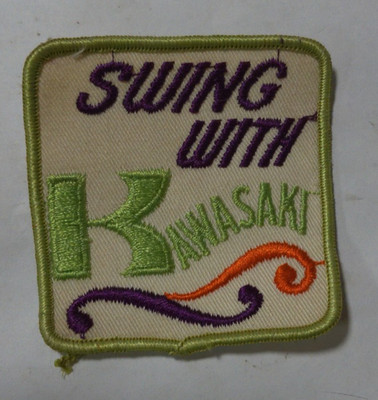VINTAGE KAWASAKI Embroidered Patch SWING WITH KAWASAKI (3''x3'')          (PATCH)