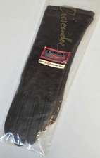 Elegant VTG Crescendoe Deep Brown Matt Kid Grained Nylon Gloves Ladies Size 6.5