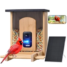 Camera Bird Feeder,Smart Bird Feeder with Camera,High-End Bamboo Birds Watchi...