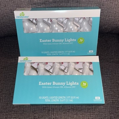 Rabbit Bunny String Light (2) Sets With Timer Battery Operated 3 6  Length Each