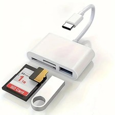 USB C to SD Card Reader, 3-in-1 Hub Converter, Micro SD TF Memory Type-C Adapter