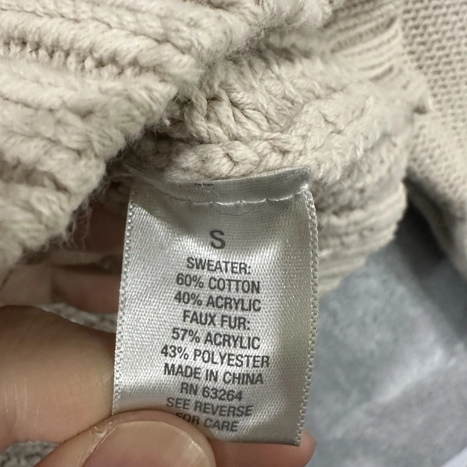 Suéter tejido Dressbarn lazo mujer pequeño beige imitación piel vintage Y2K Foto 4 de 4