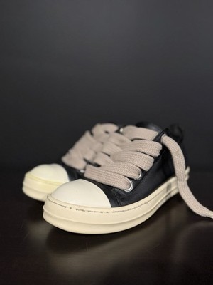 Size 40eu/7-8m Rick Owen Jumbo Lace Low Top Sneakers Black Leather