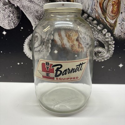 Vintage BT & E Barnett 1 Gallon Glass Jar w/Lid made by Kerr Glass Manufacture