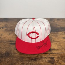 VTG Cincinnati Reds Pinstripe Hat Davey Johnson Auto New Era Diamond Collection