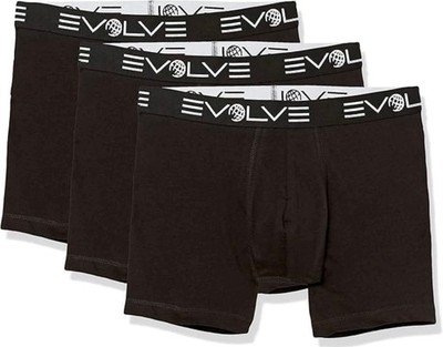EVOLVE by 2(X)ist 6  Cotton Boxer Brief 3 Pack Large Black