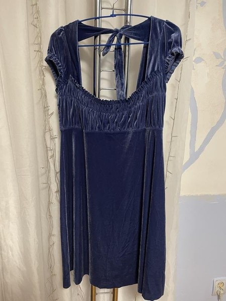 Women Free People Dress Navy Velvet 40 / L / 48